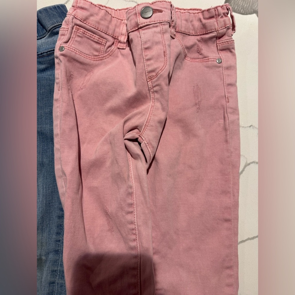 Two Pairs Girls Denim Jeggings 6-7 - Picture 2 of 6